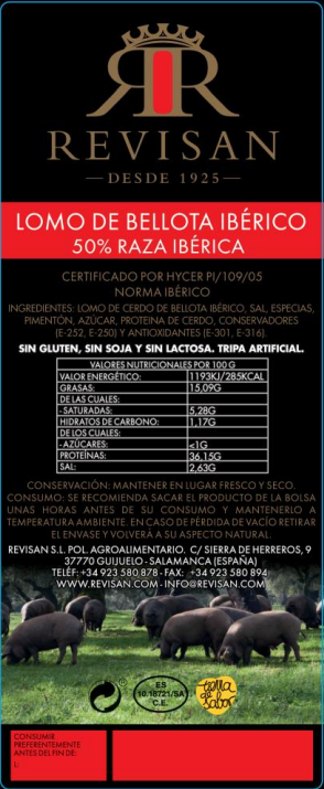 Lomo bellota 50% ibérico medina al corte