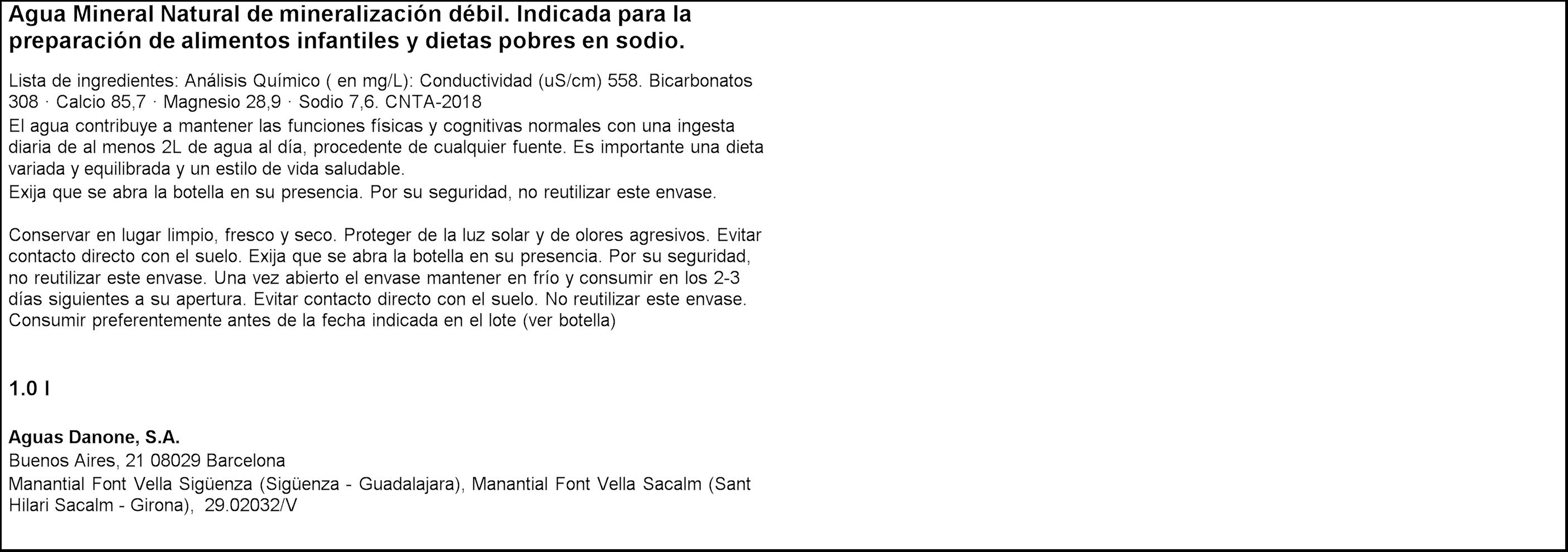 Agua Font Vella 1l