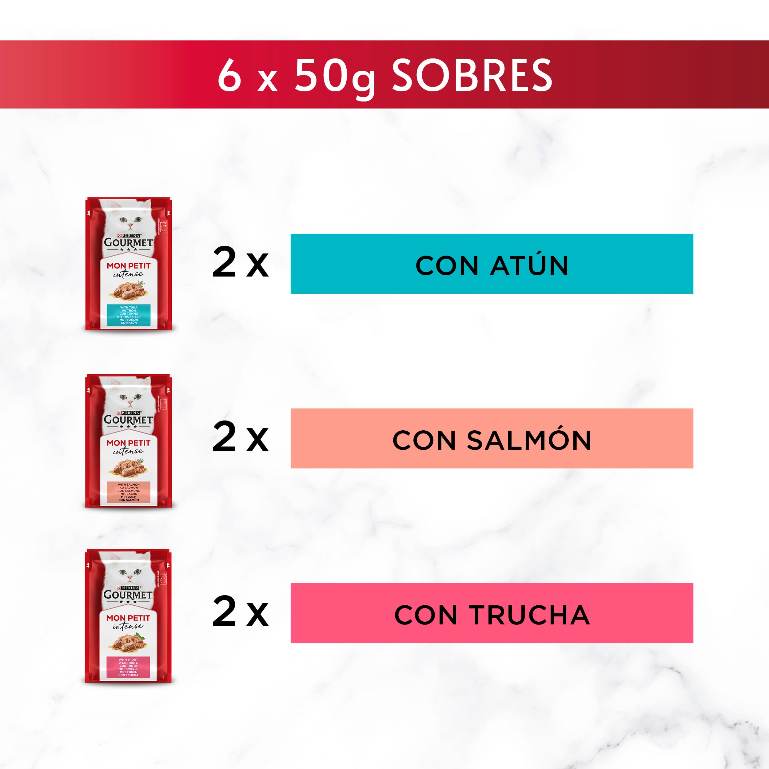 Comida húmeda gato Purina Gourmet mon petit pack 6