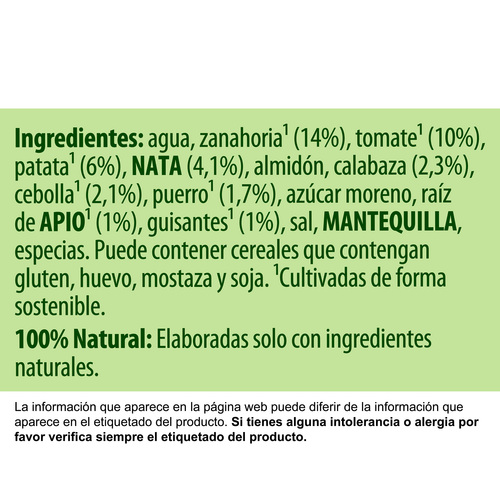 Crema con calabaza zanahoria y guisantes Knorr 500ml