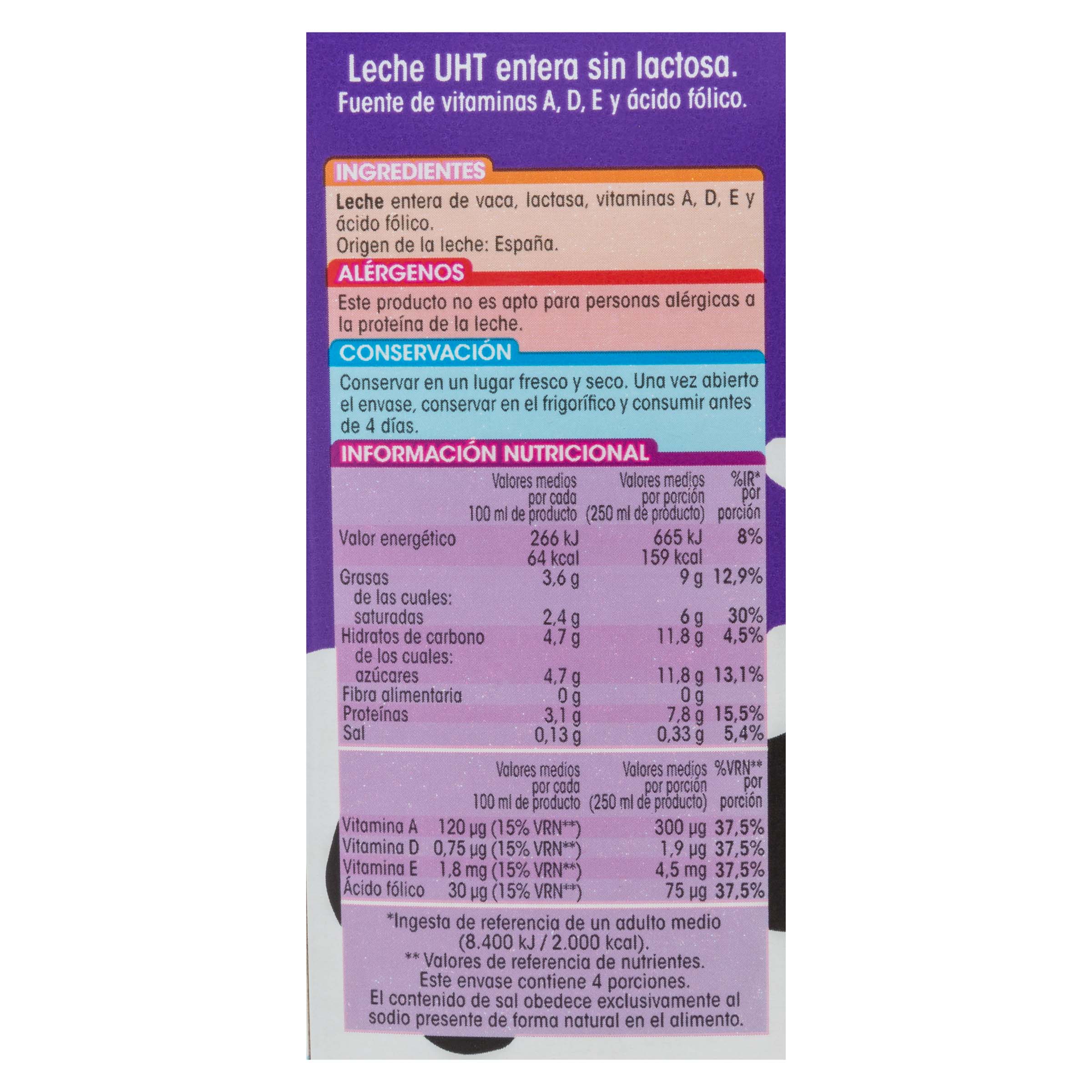 Leche sin lactosa Alipende 1l entera