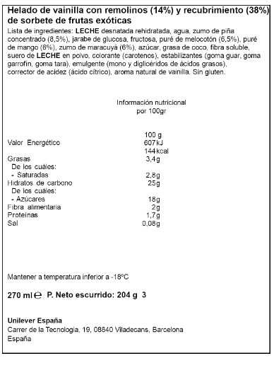 Helado solero frigo 3 unidades exotic Frigo