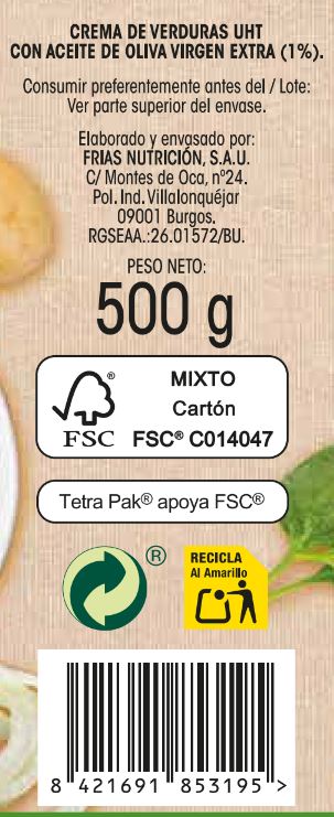 Crema de verduras Alipende 500ml