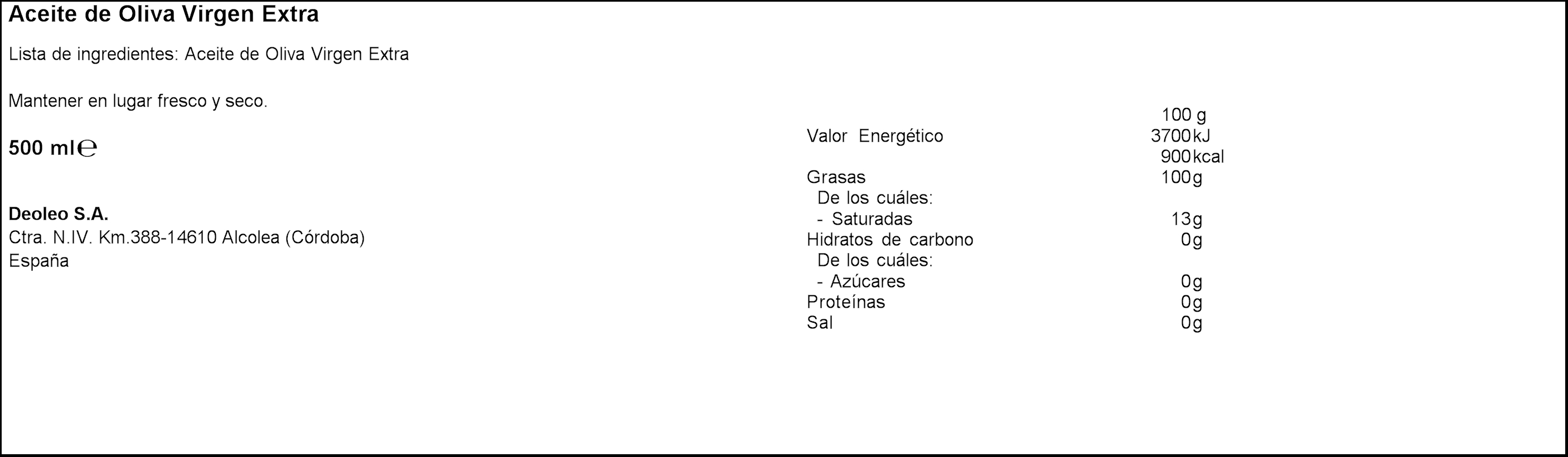 Aceite de oliva virgen extra ODA nº 5 Maestros de Hojiblanca 500ml