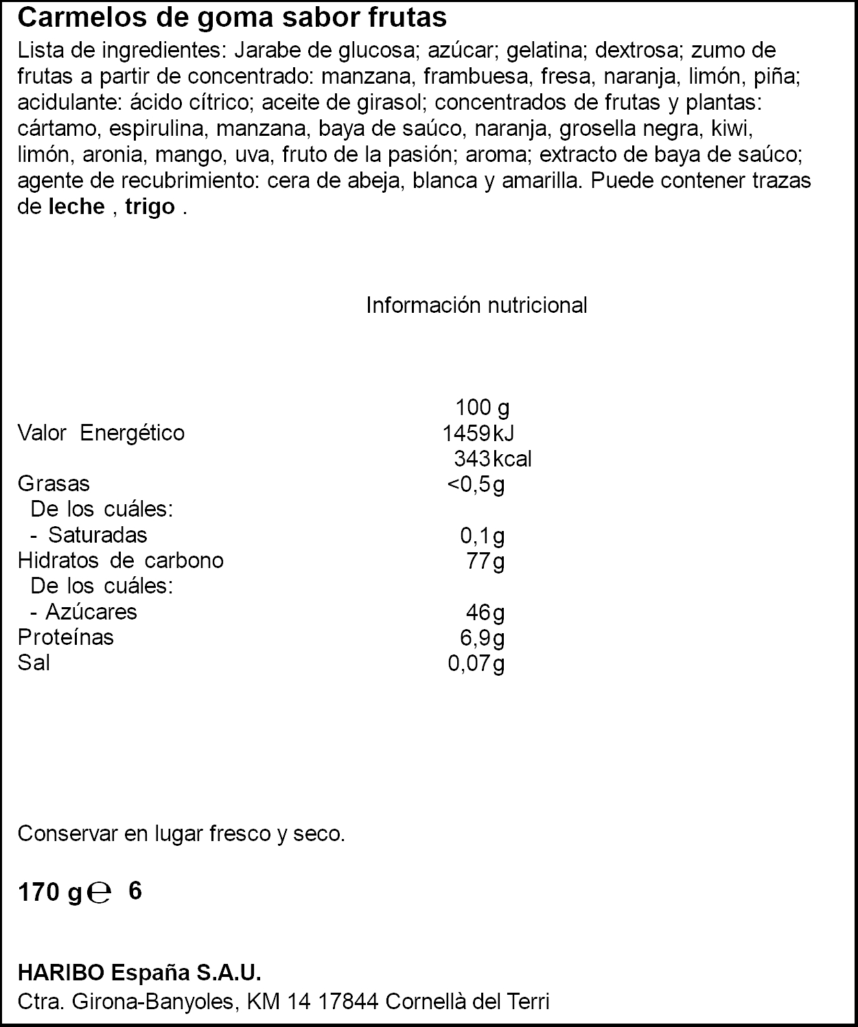 Golosinas ositos de oro Haribo 170g