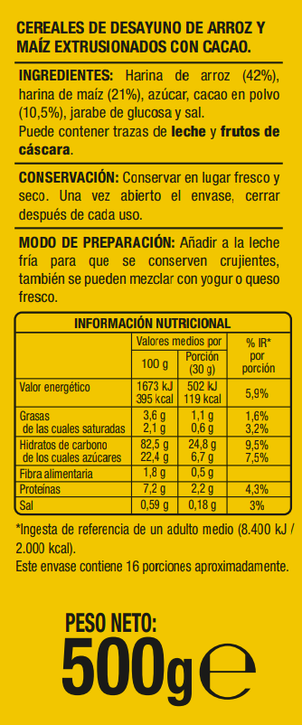 Cereales Alipende 500g bolas con cacao