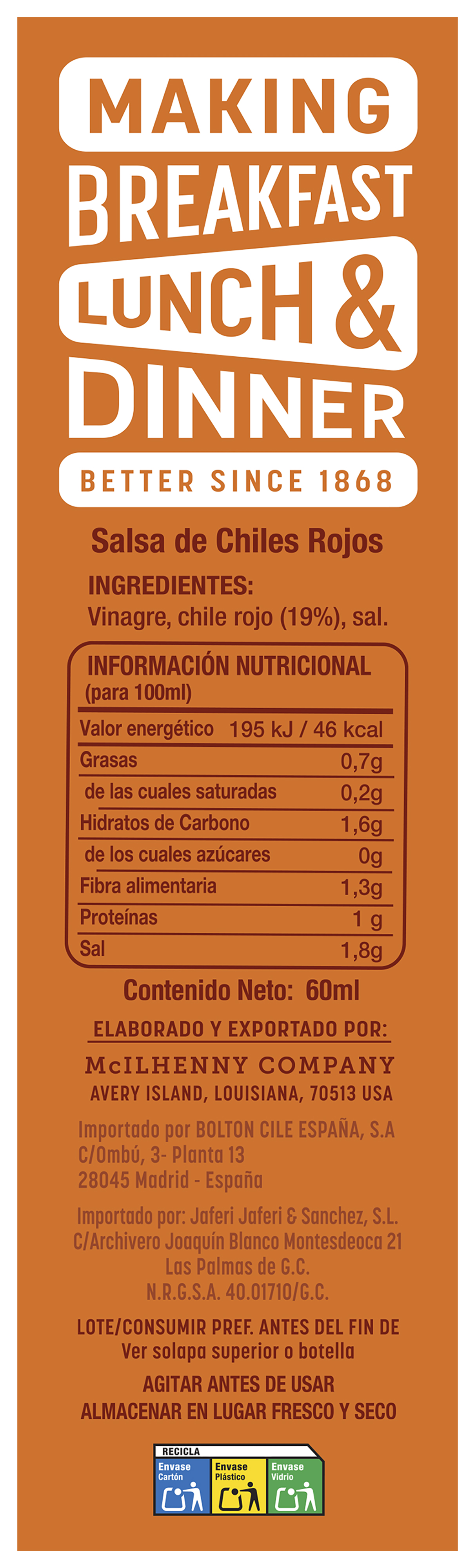 Salsa picante Tabasco 60ml