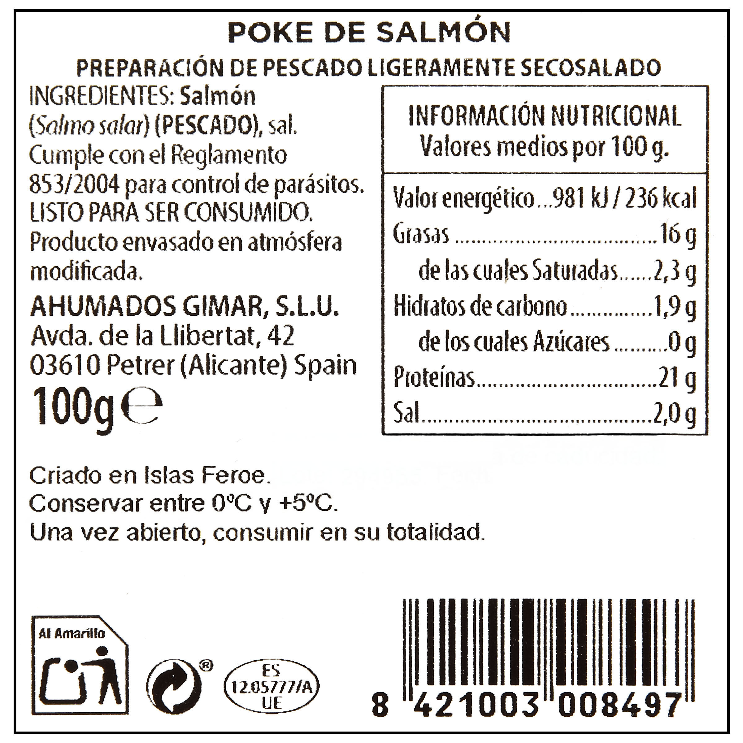 Poke de Salmón Gimar 100g