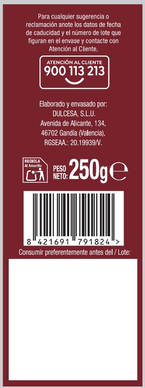 Bizcocho cortadillo Alipende baño cacao 250g