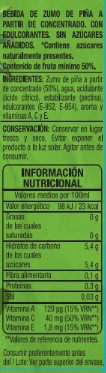 Bebida sin azúcar añadido con sabor a piña Alipende 6 unid