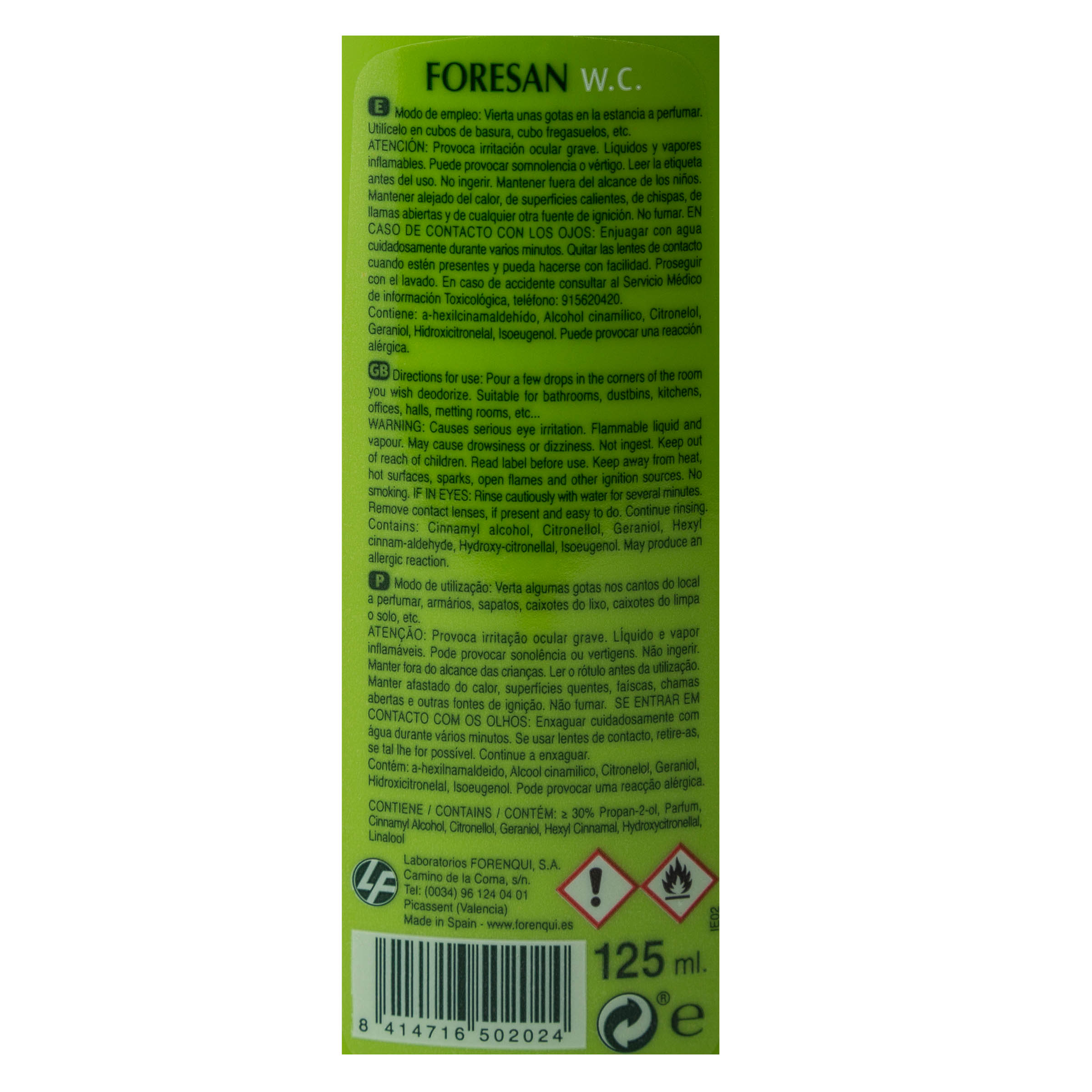 Ambientador concentrado ForeSan 125ml para el WC