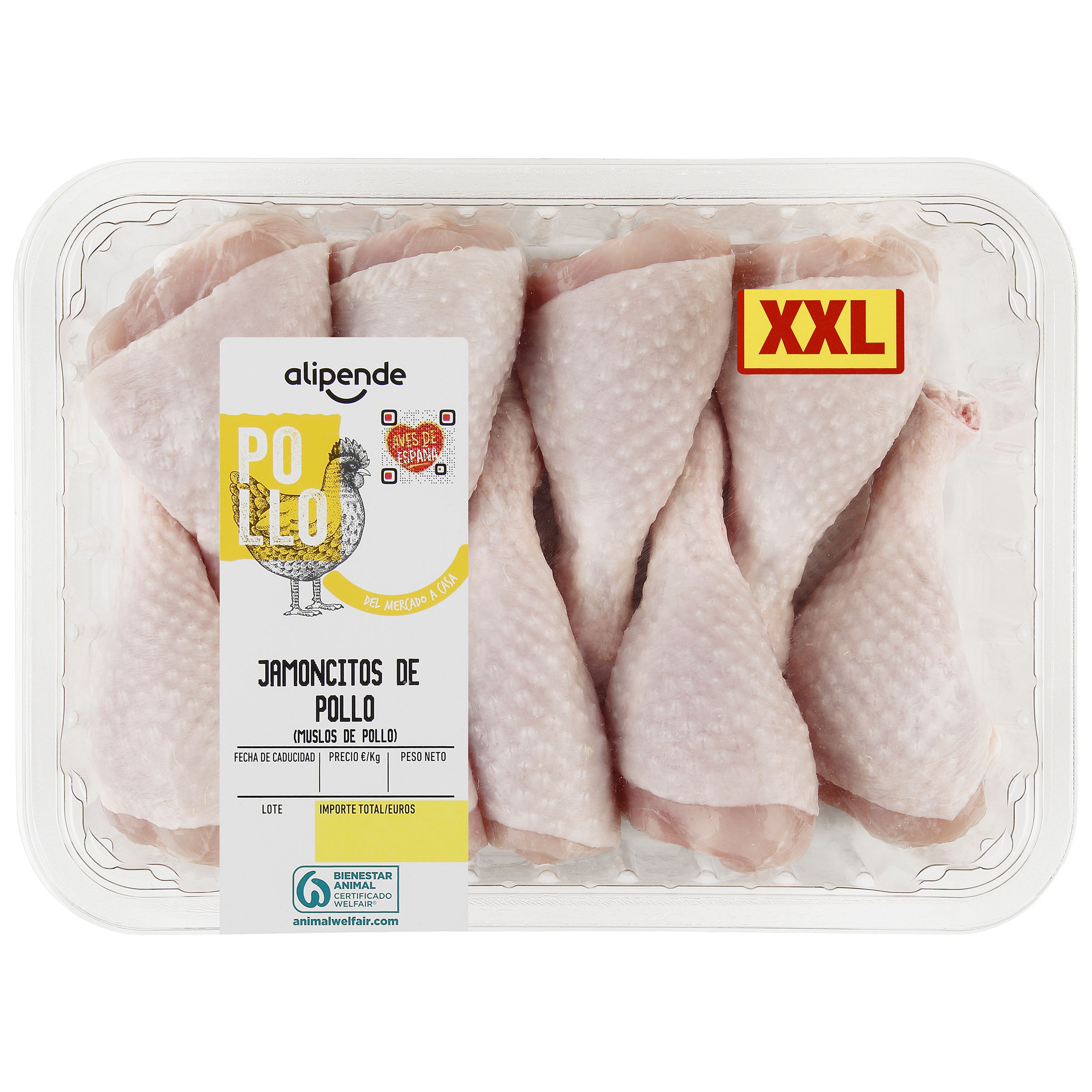 Jamoncitos de pollo XXL (Muslos de pollo) bandeja Alipende 1,3kg aprox