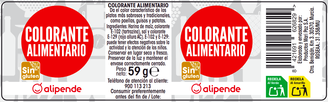 Colorante alimentario Alipende 59g