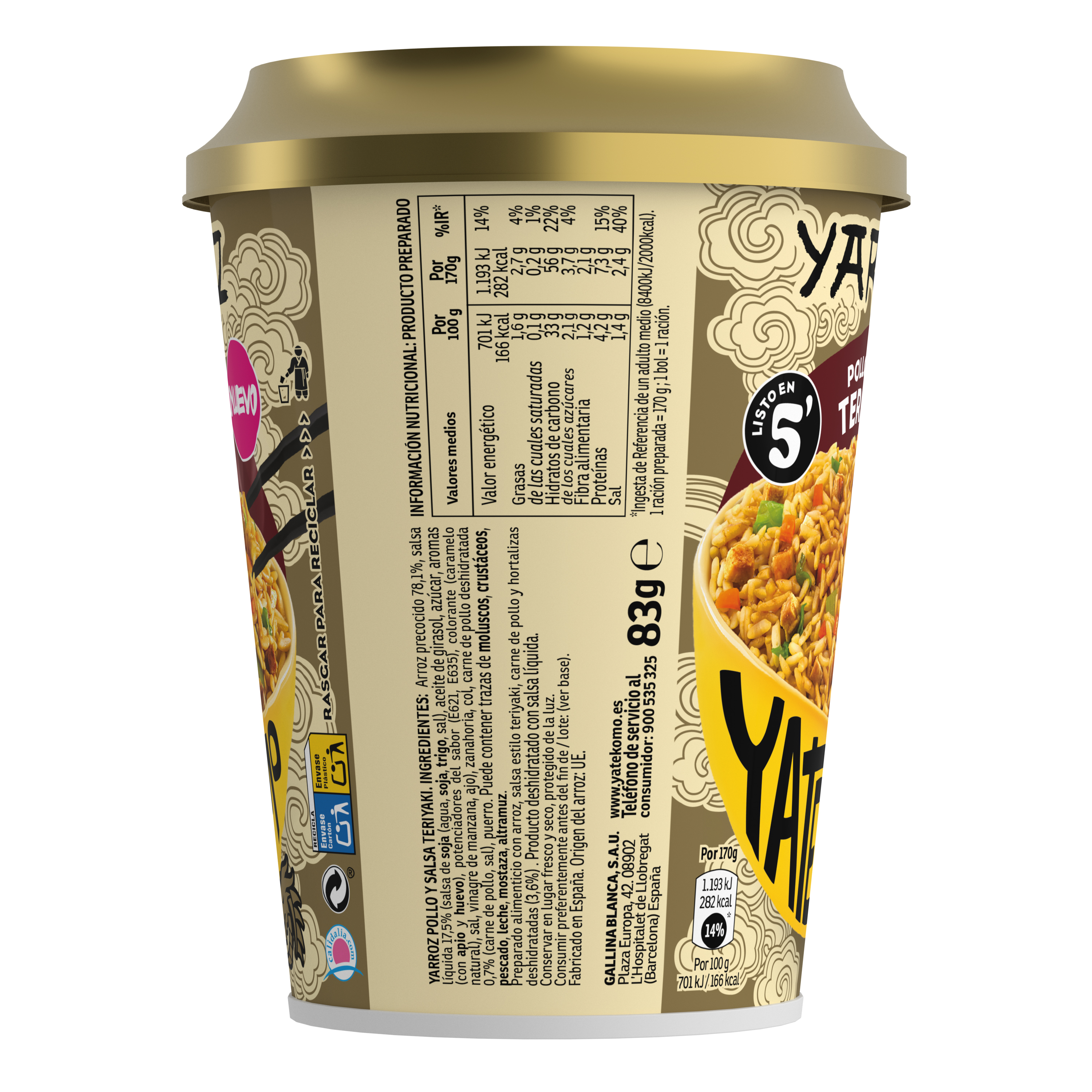Yarroz Yatekomo con pollo y salsa teriyaki 84g
