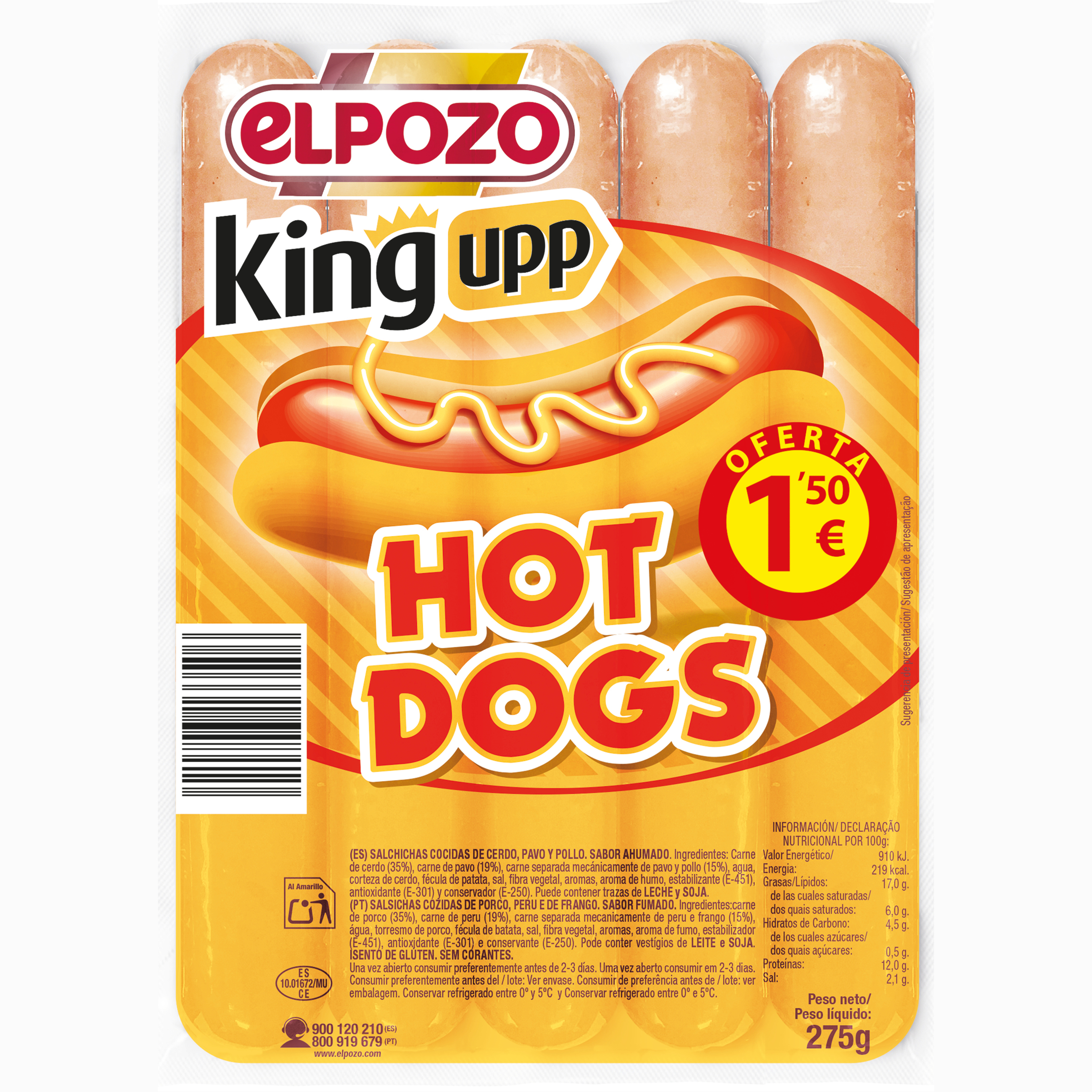 Salchicha El Pozo 275 gr Hot Dog