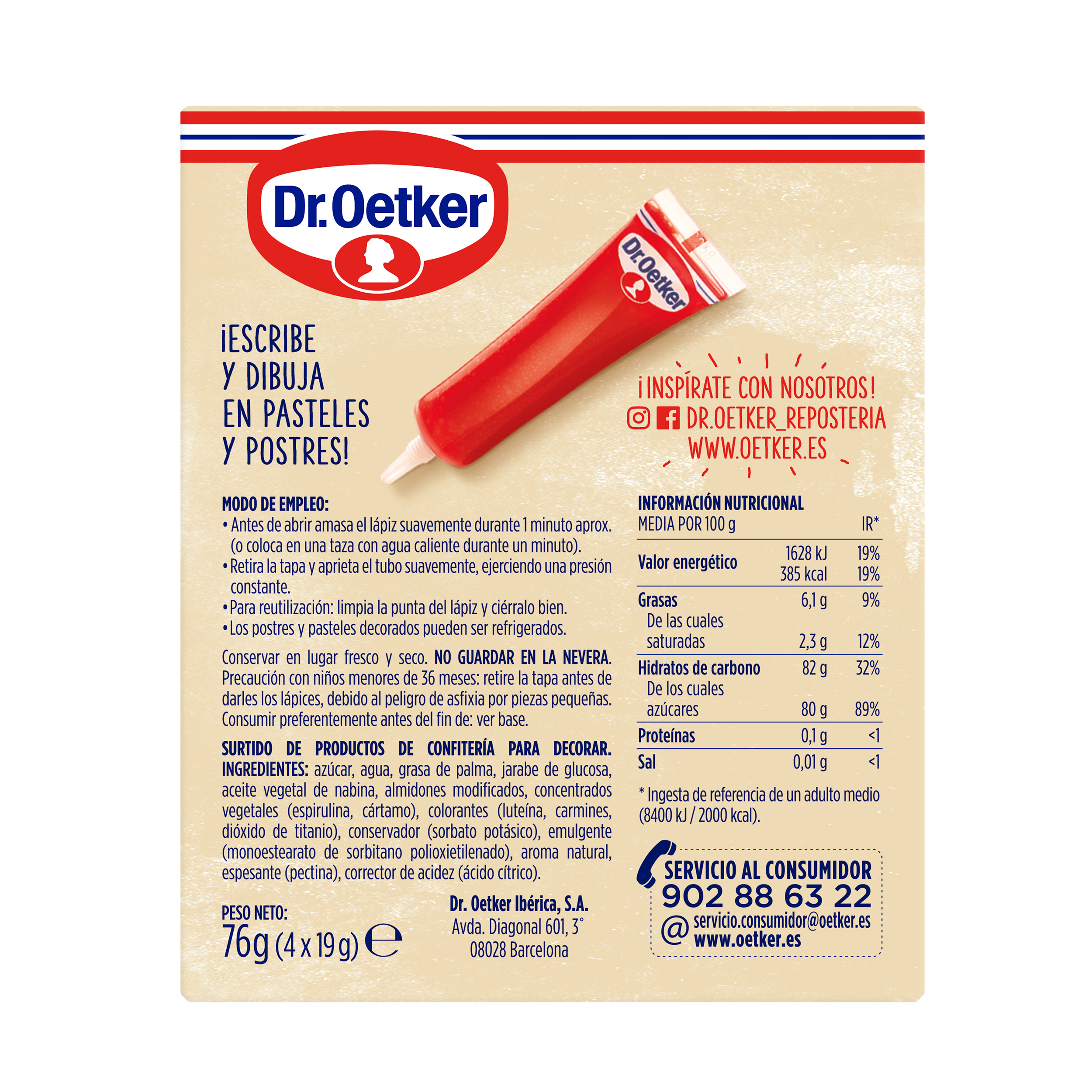 Lápices pasteleros - Dr.Oetker - 76 g