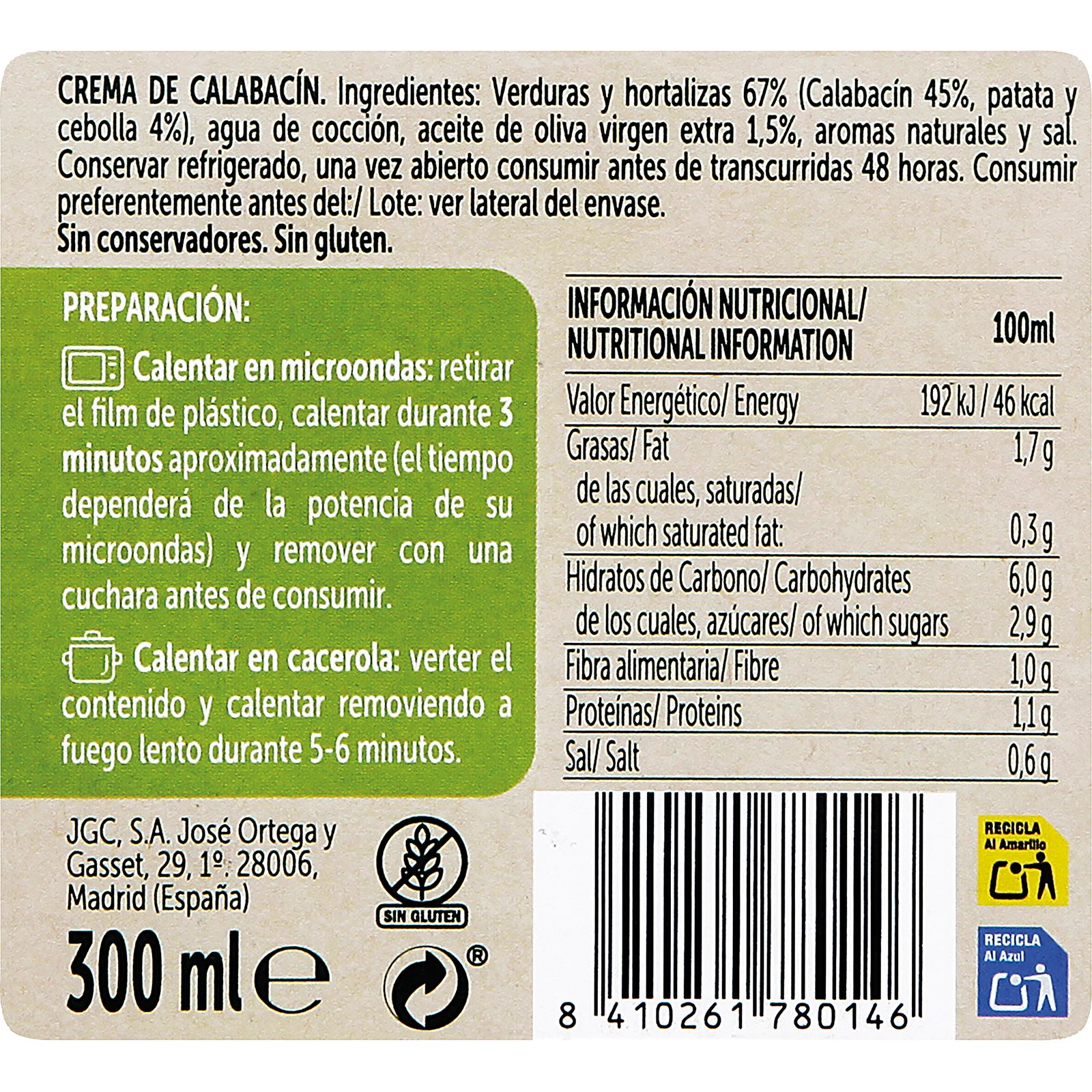 Crema de calabacín La Huerta Don Simon 300ml