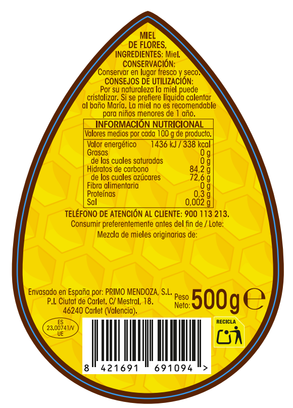 Miel de flores Alipende 500g antigoteo