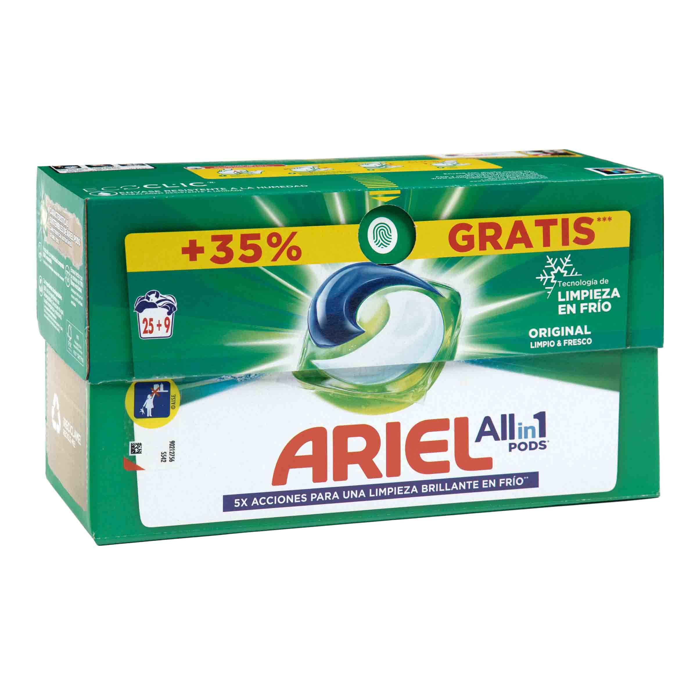 Detergente en cápsulas Ariel Pods 25+9 lavados 