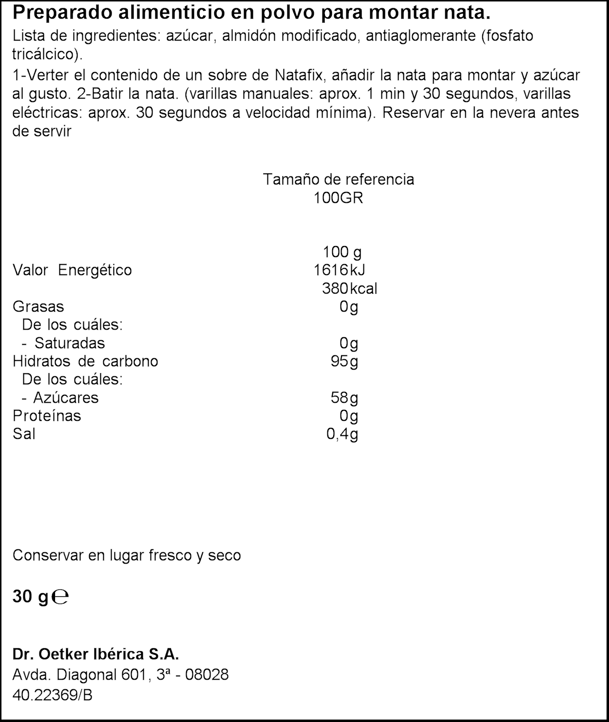Preparado nata para montar Natafix Dr Oetker 3 uds