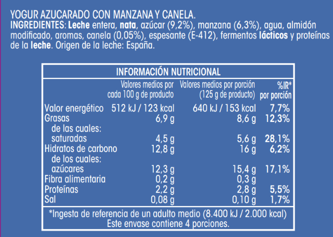 Yogur estilo griego Alipende pack 4 manzana y canela