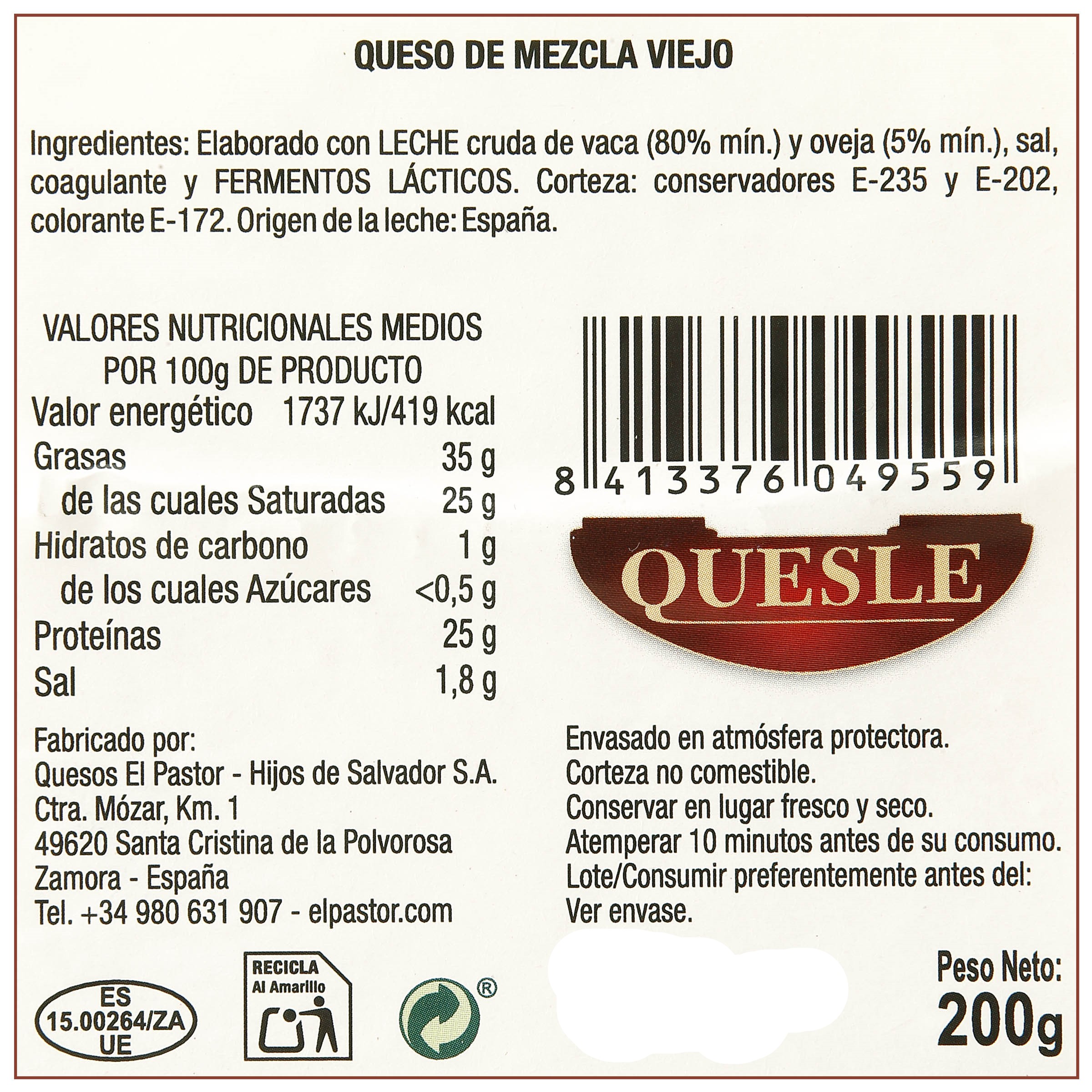 Queso mezcla viejo Quesle 200 gr
