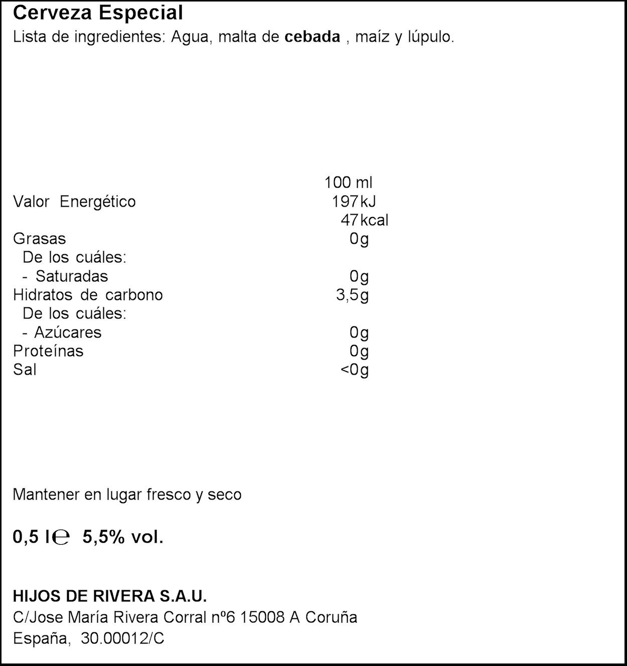 Cerveza rubia Estrella Galicia 50cl