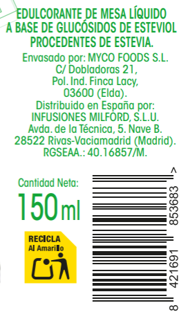 Edulcorante stevia liquido Alipende 150 ml