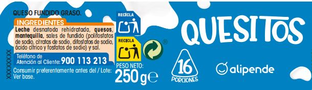 Queso fundido en porciones Alipende 16 uds