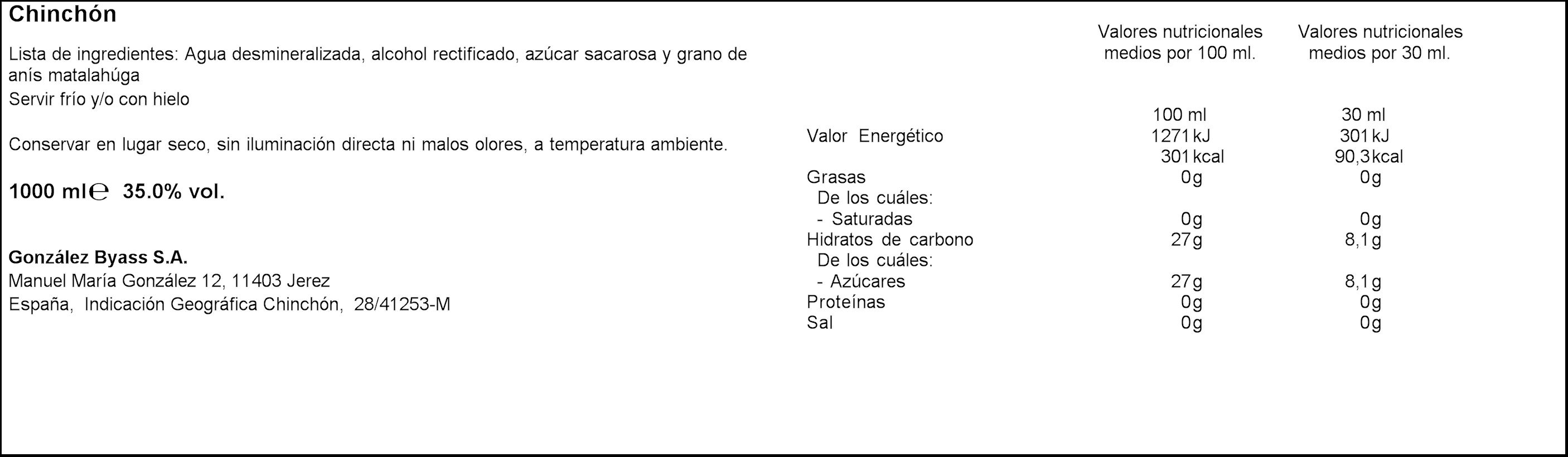 Anís dulce Chinchón 1l