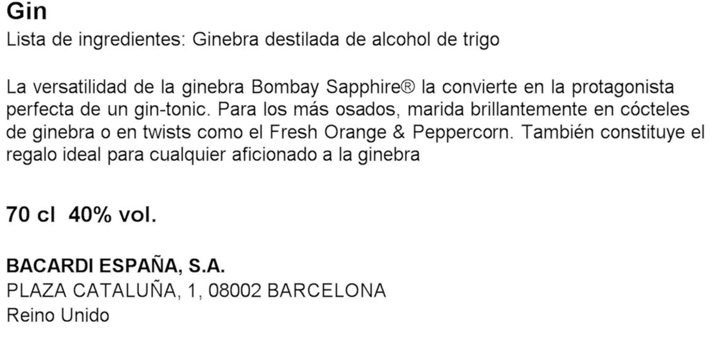 Ginebra Bombay Sapphire 70cl con copa balón exclusiva