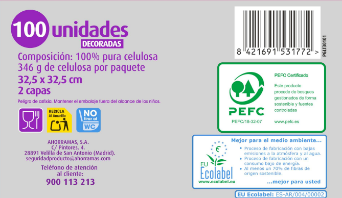 Servilletas Lanta 100 uds doble capa decoradas