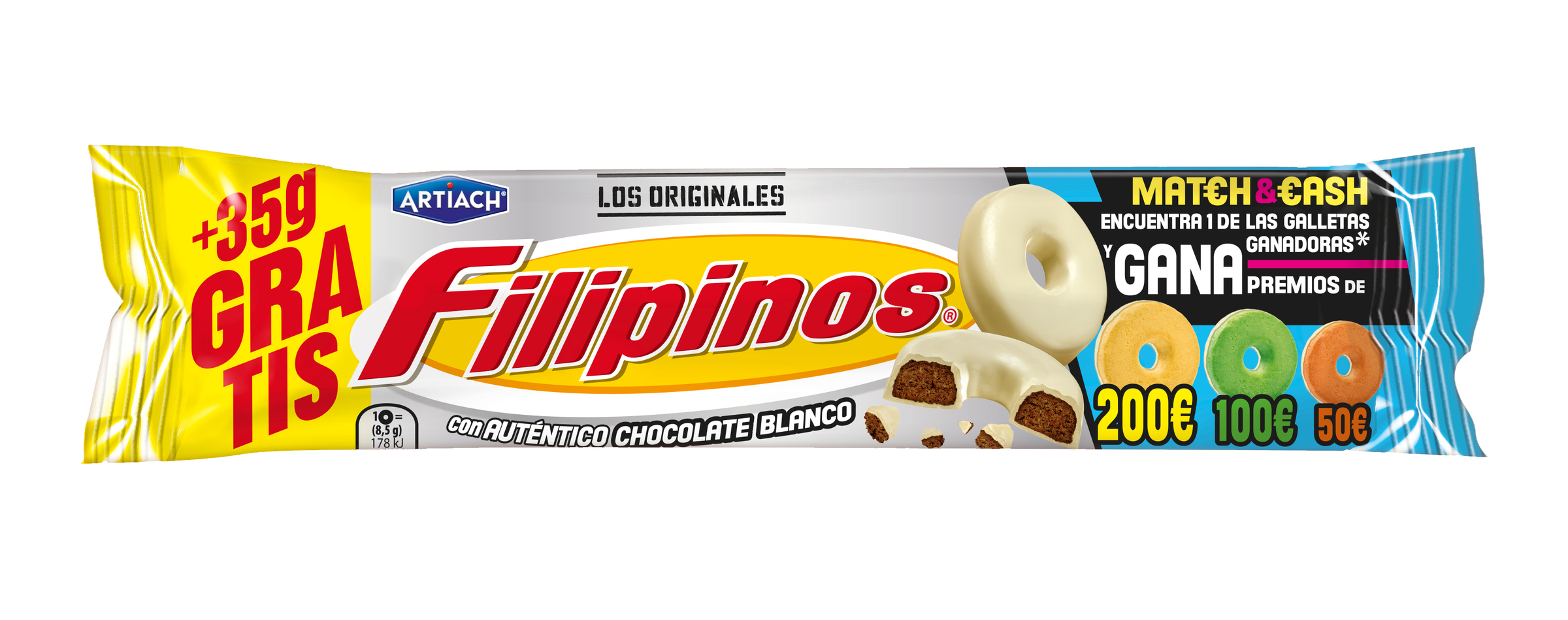 Galletas de chocolate blanco Filipinos 93g+35g | Ahorramas, image size:2400x949