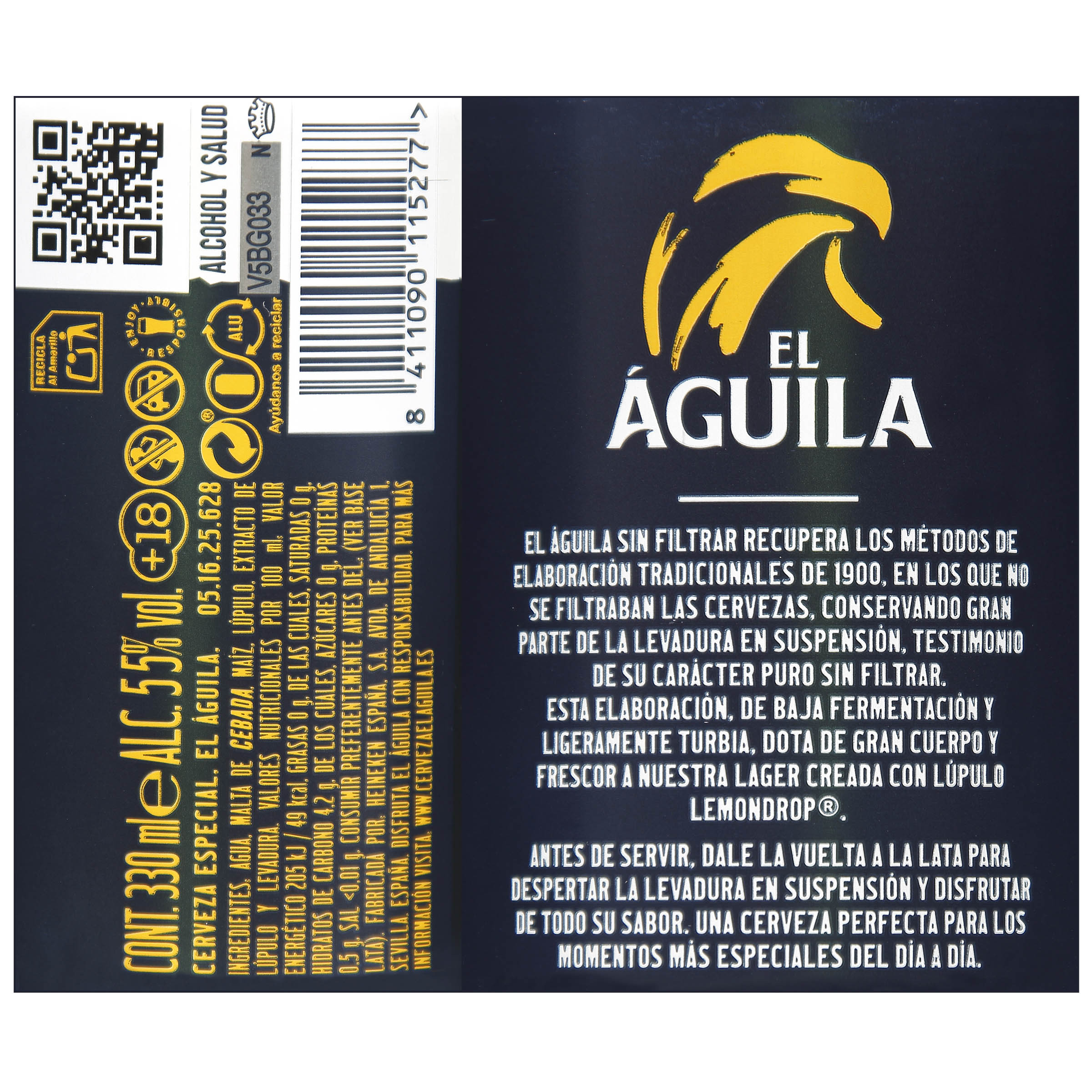 Cerveza sin filtrar Aguila lata 33cl