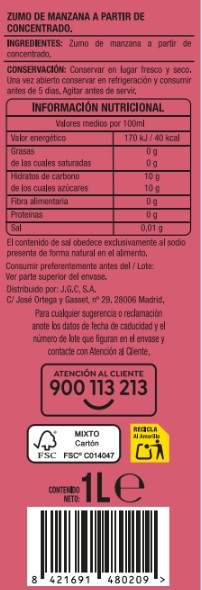 Zumo de manzana Alipende brik 1l