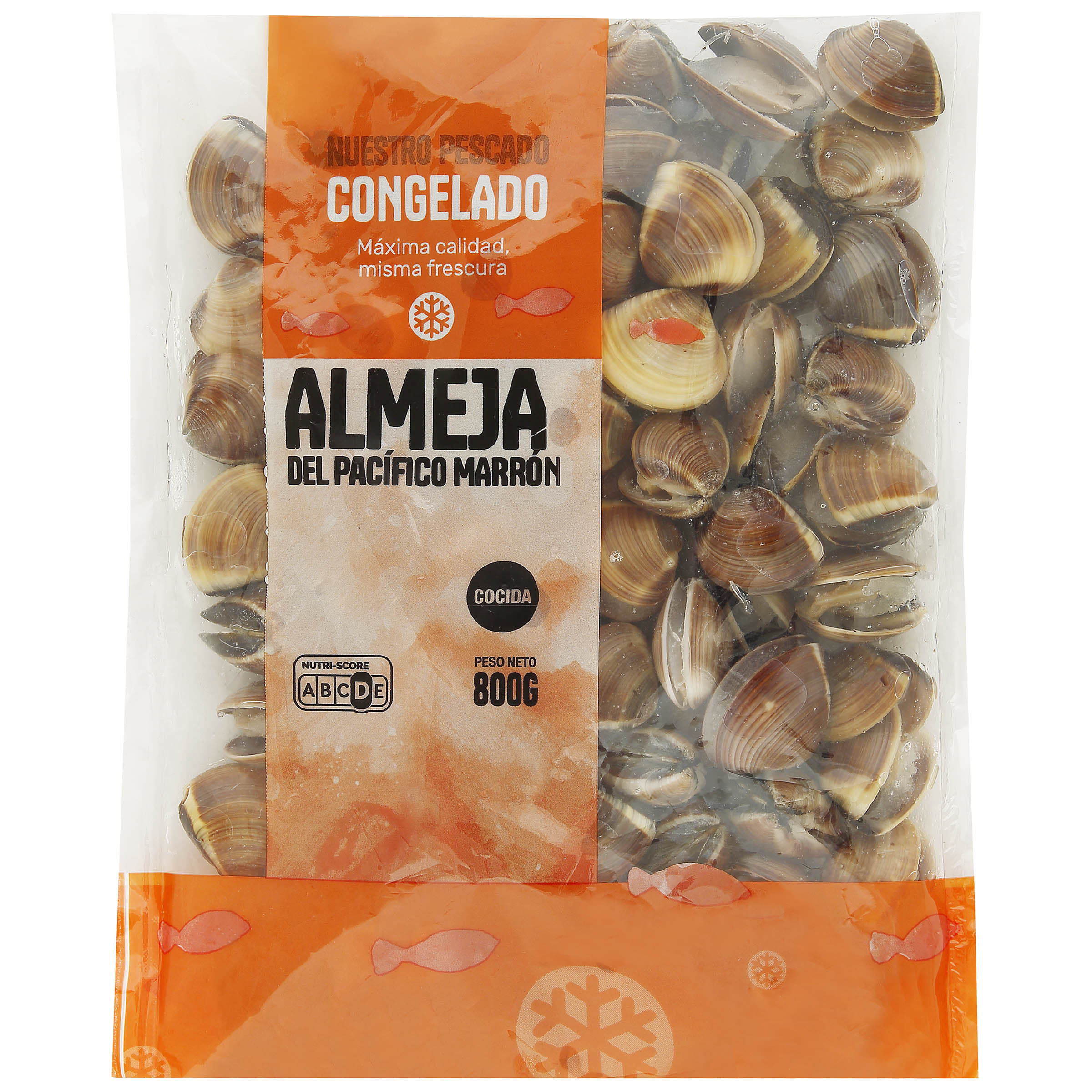 Almeja marrón pacífico cocida con un peso de 800g