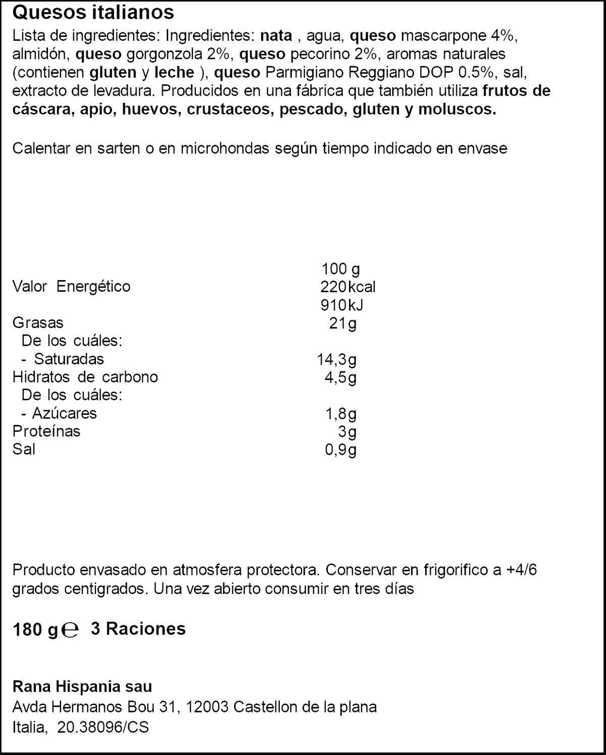 Salsa fresca 4 quesos Rana 180g