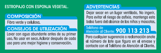 Estropajo con esponja Lanta 2 uds vegetal