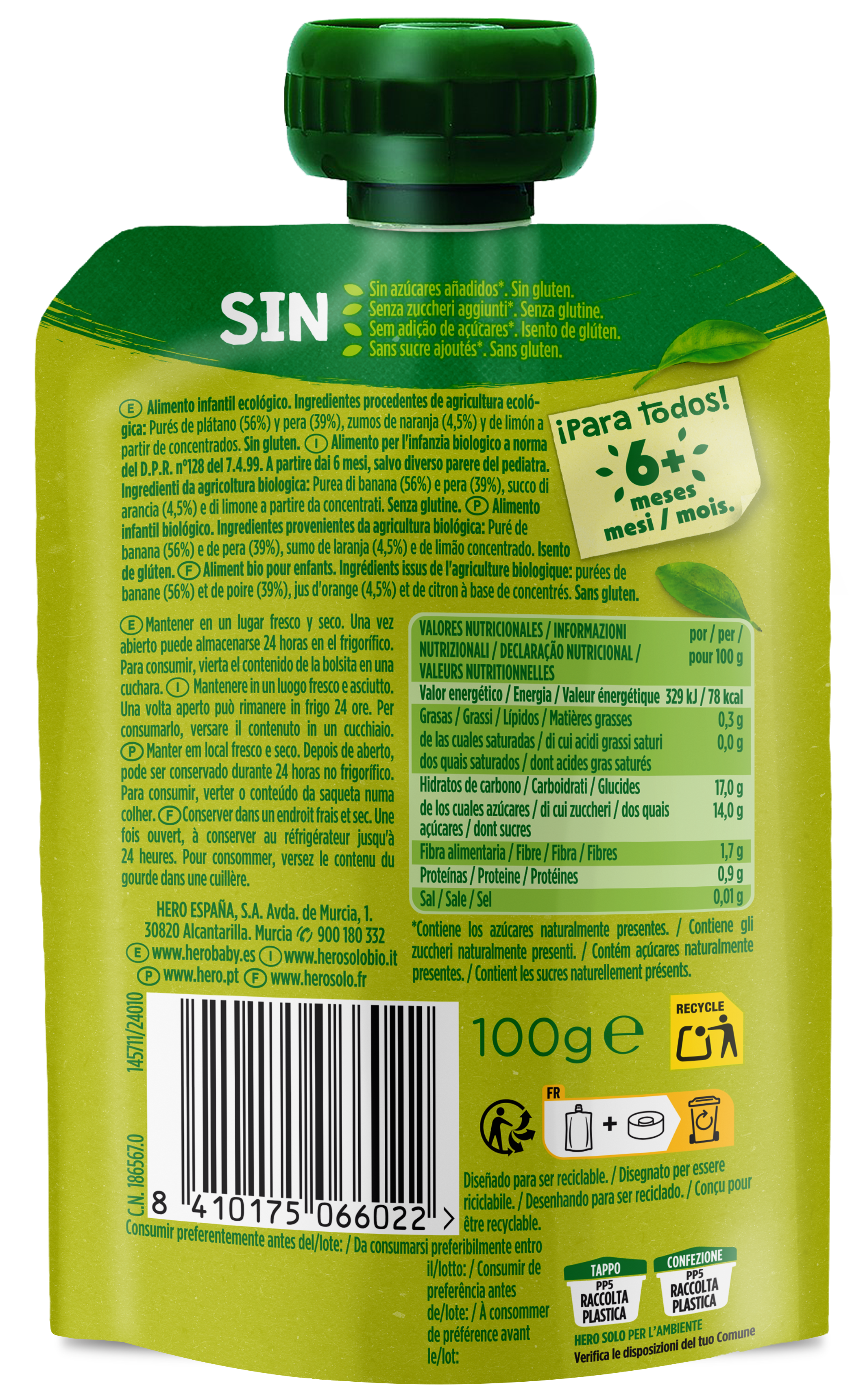 Pouch Hero solo eco frutas desde 4meses 100g