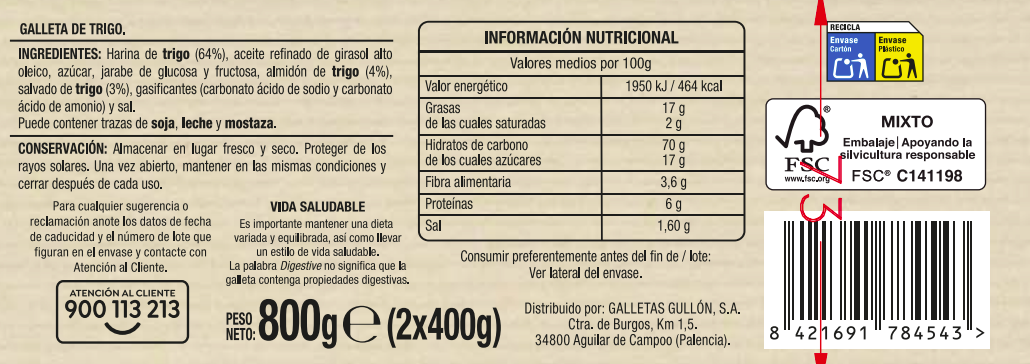 Galleta digestive Alipende 800g