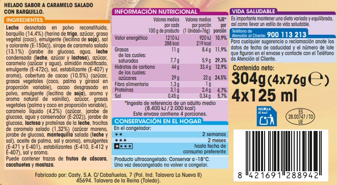 Helado cono Alipende 4 uds caramelo salado