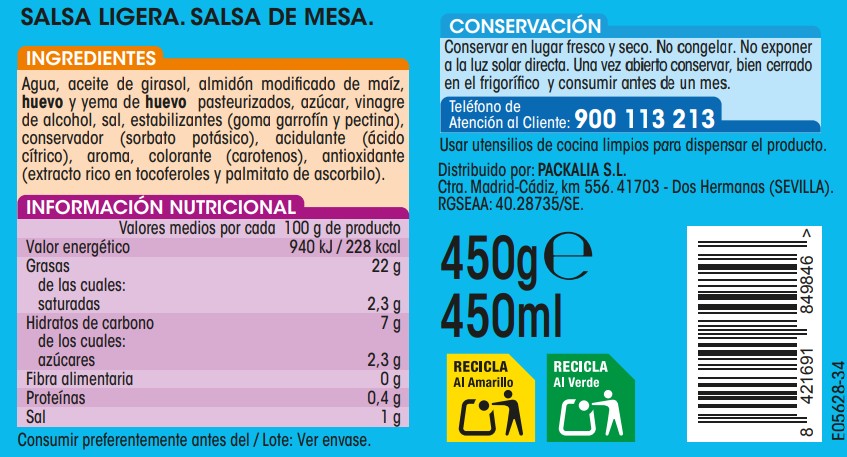 Salsa ligera Alipende 450ml