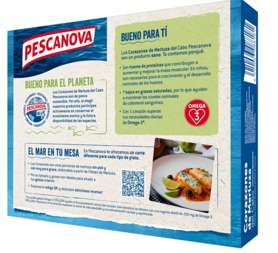Corazón filete merluza Pescanova 500g sin piel