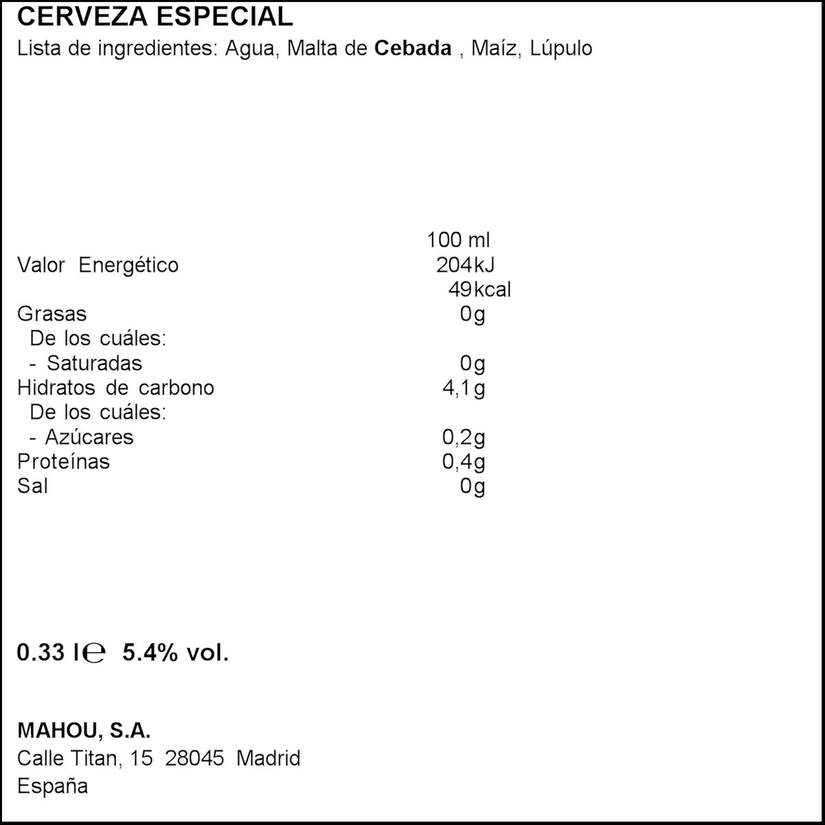 Cerveza rubia San Miguel Especial lata 33cl