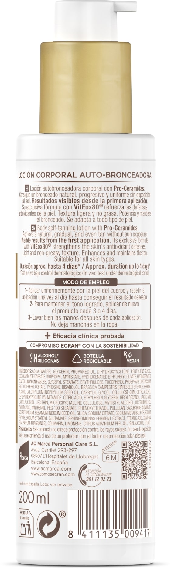 Autobronceador corporal Ecran 200 ml