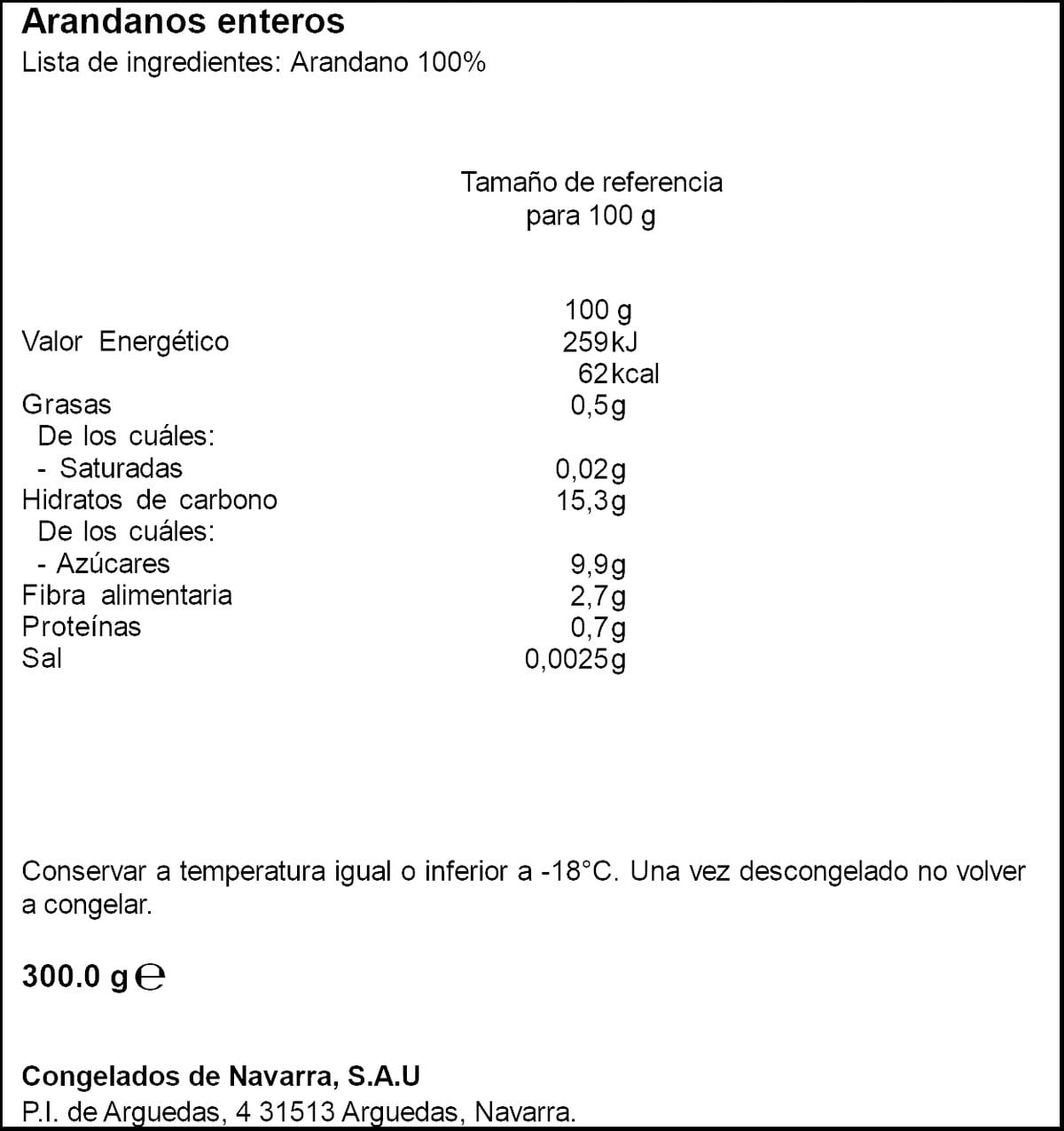 Arándanos congelados Cn 300g