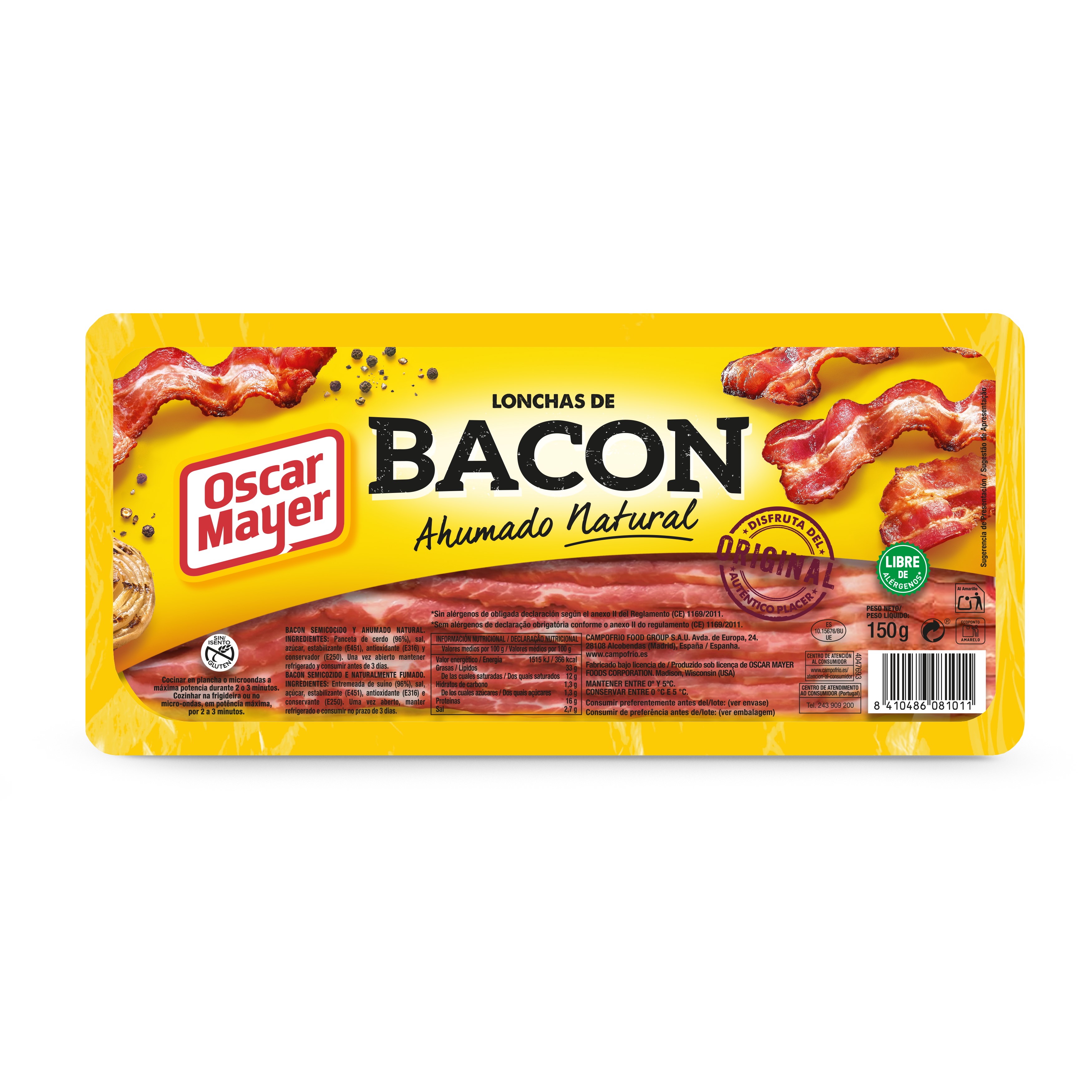 Bacon ahumado en lonchas Oscar Mayer 150g