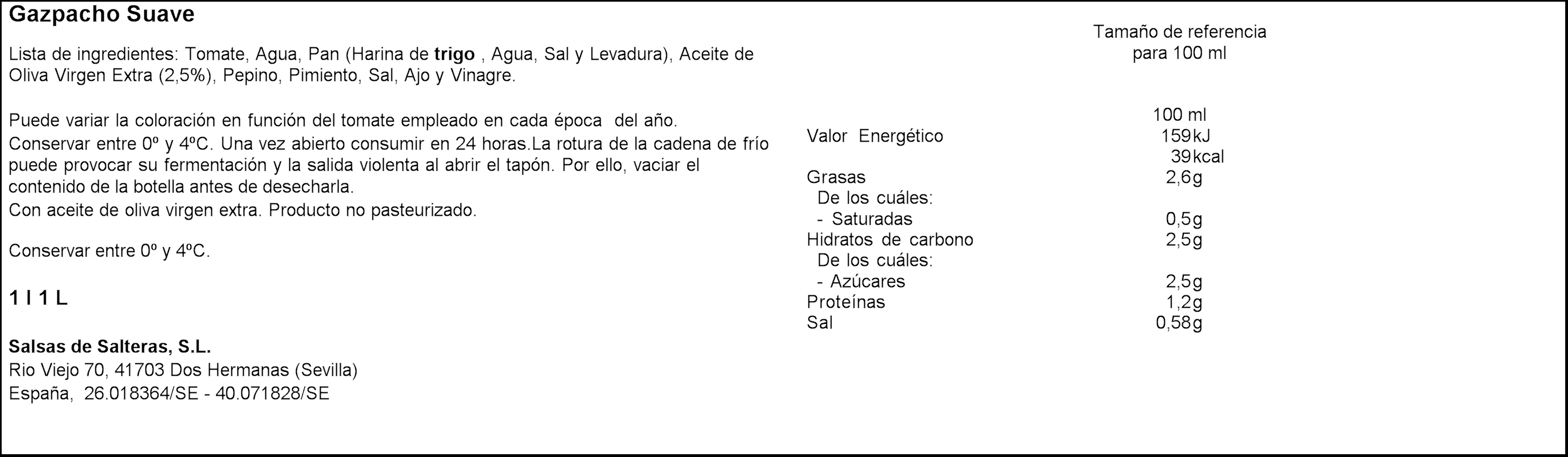 Gazpacho fresco García Millán 1l suave