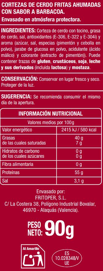 Torrezno sabor barbacoa crujiente Alipende 90g