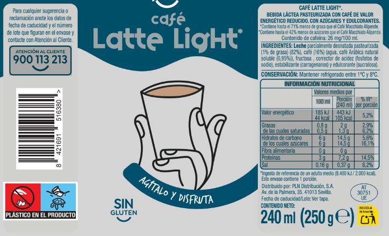 Bebida láctea de café con leche light Alipende 240ml